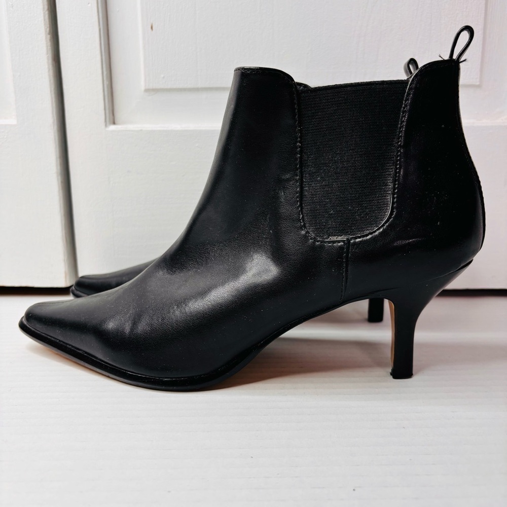 DONALD J. PLINER Black Leather Heeled Ankle Boots Size 7.5